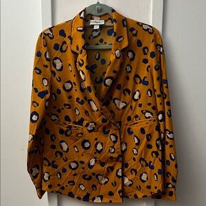 3.1 Phillip Lim Orange and Blue Leopard Blazer